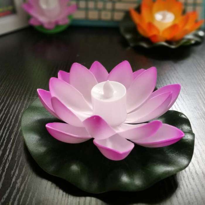 3 Color LED Flood Light Artificial Lotus Floating Flower Shape Lamps For Outdoor Swimming Pool Wi...