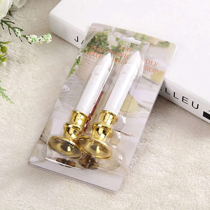 2 PCS Artificial Long Candle Light Plastic Electronic Candle