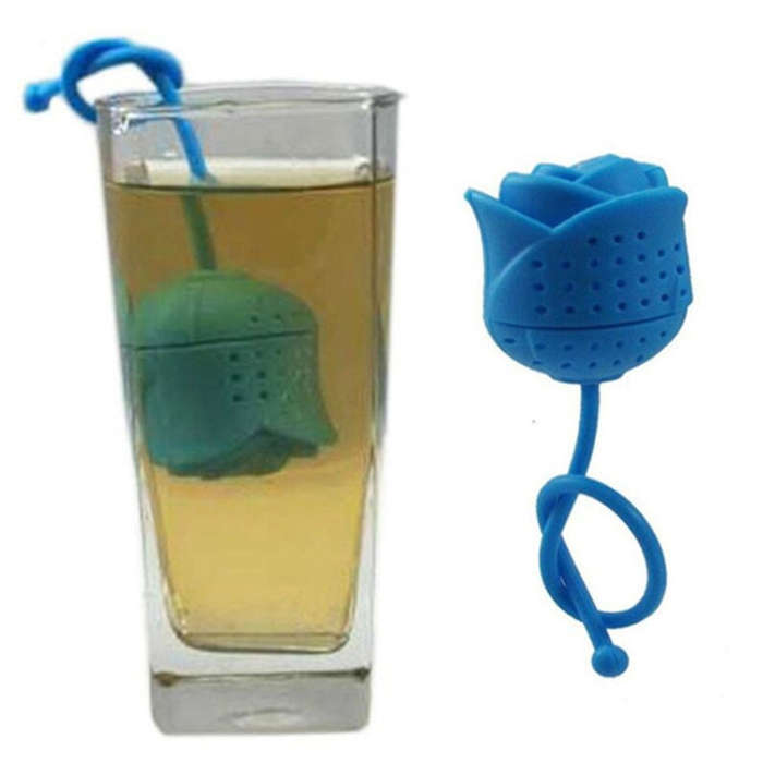 Rose Silicone Tea Infuser Loose Leaf Tea Strainer Herbal Spice Infuser Filter Tea Tools, color ra...