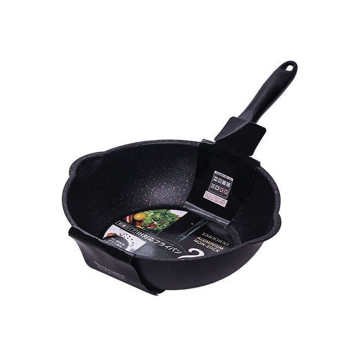 Thick Bottom Maifan Stone Household Small Frying Pan Non Stick Pan Deep Frying Pan, 20cm Black Wi...