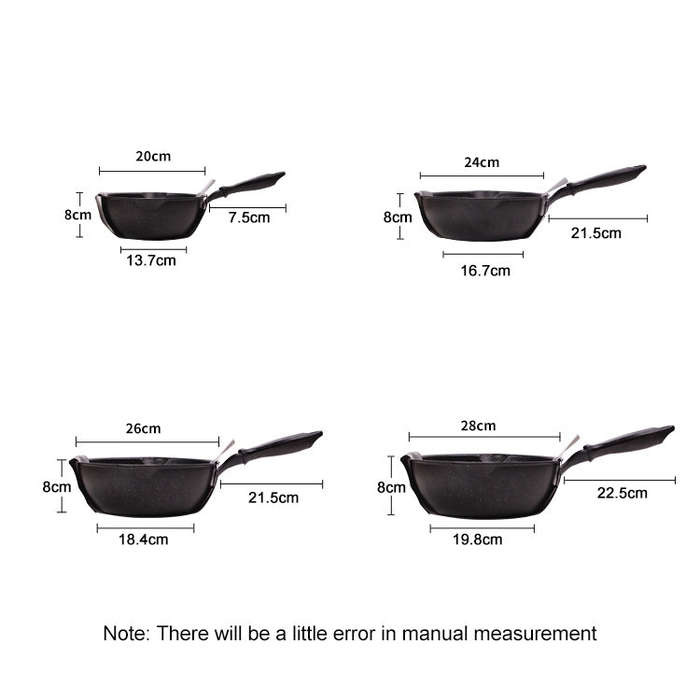 Thick Bottom Maifan Stone Household Small Frying Pan Non Stick Pan Deep Frying Pan, 20cm Black Wi...