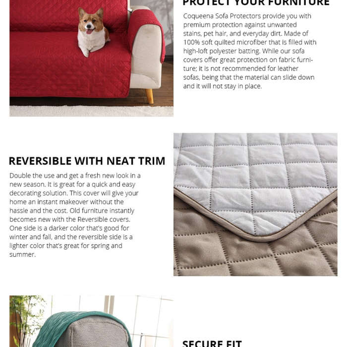 Reversible Machine Washable Sofa Couch Covers Anti-slip Recliner Sofa Protective Mat for Pet Dogs...