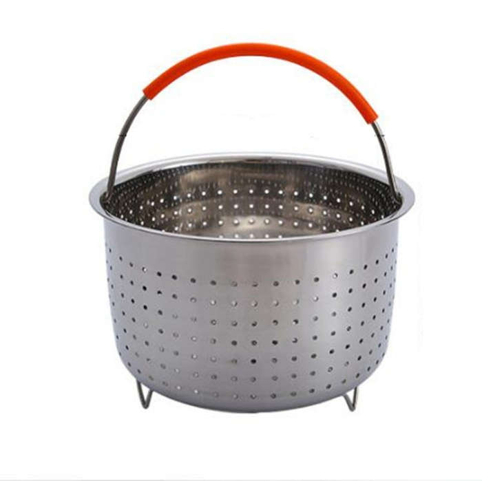 Stainless Steel Steaming Basket Plug-in Silicone Handle Pressure Cooker Steamer Kitchen Cooker Ac...