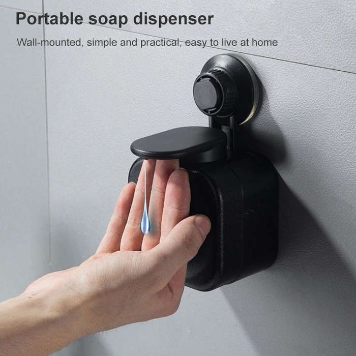 Bathroom Traceless Manual Soap Liquid Box Creative Suction Cup Wall-mounted Soap Dispenser Withou...