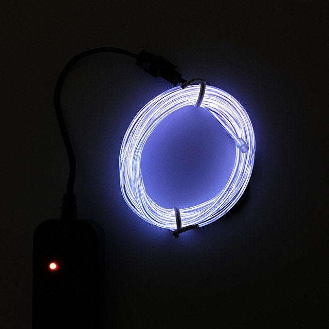 Flexible LED Light EL Wire String Strip Rope Glow Decor Neon Lamp USB Controlle  3M Energy saving...