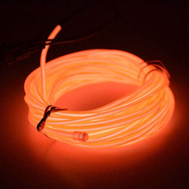 Flexible LED Light EL Wire String Strip Rope Glow Decor Neon Lamp USB Controlle  3M Energy saving...