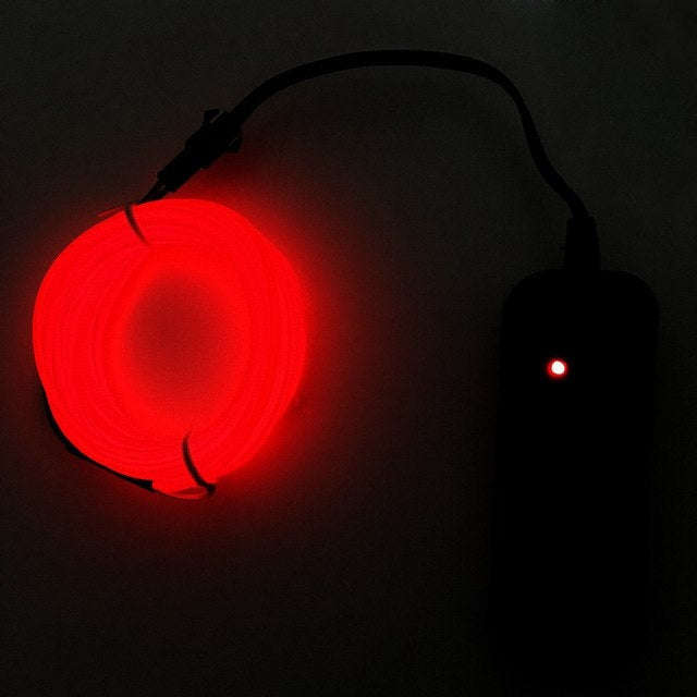 Flexible LED Light EL Wire String Strip Rope Glow Decor Neon Lamp USB Controlle  3M Energy saving...