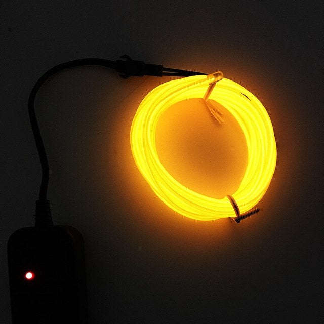 Flexible LED Light EL Wire String Strip Rope Glow Decor Neon Lamp USB Controlle  3M Energy saving...