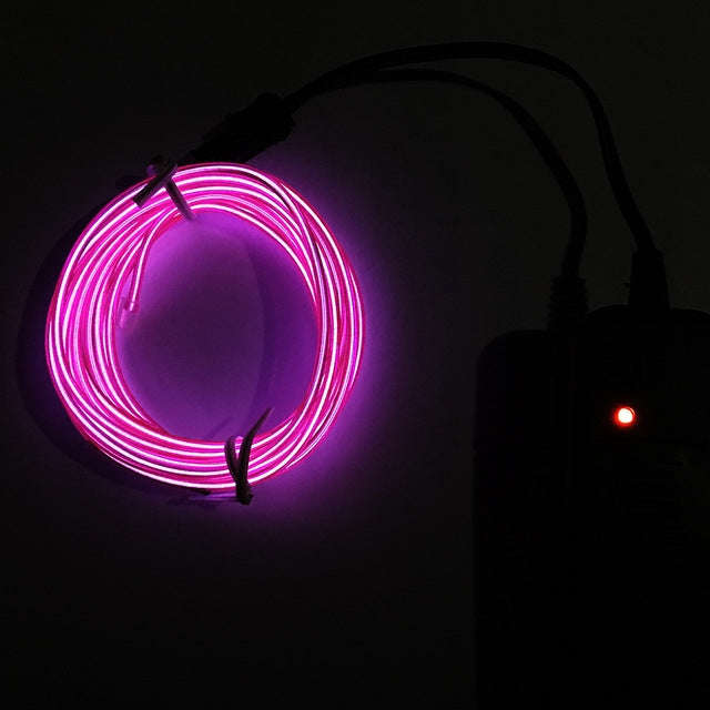 Flexible LED Light EL Wire String Strip Rope Glow Decor Neon Lamp USB Controlle  3M Energy saving...