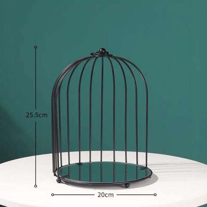Cosmetic Storage Rack Bird Cage Desktop Shelf Dresser Skin Care Finishing Rack, Small Black, Larg...