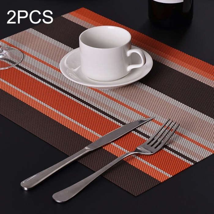 2 PCS Kitchen Dinning Table Placemat Napkins Heat Resistant PVC Stripe Mat Placemats Manteles Doi...