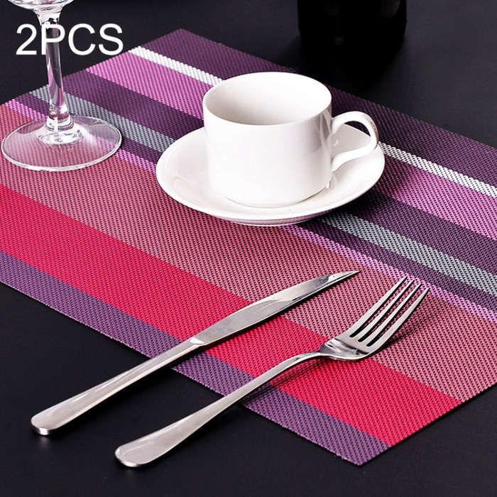 2 PCS Kitchen Dinning Table Placemat Napkins Heat Resistant PVC Stripe Mat Placemats Manteles Doi...
