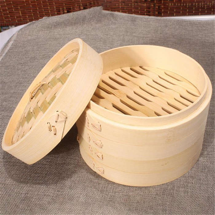 Xiaolongbao Bamboo Steamer Household Steamed Dumpling Cage Drawer Multi Layer Deepened Bamboo Ste...
