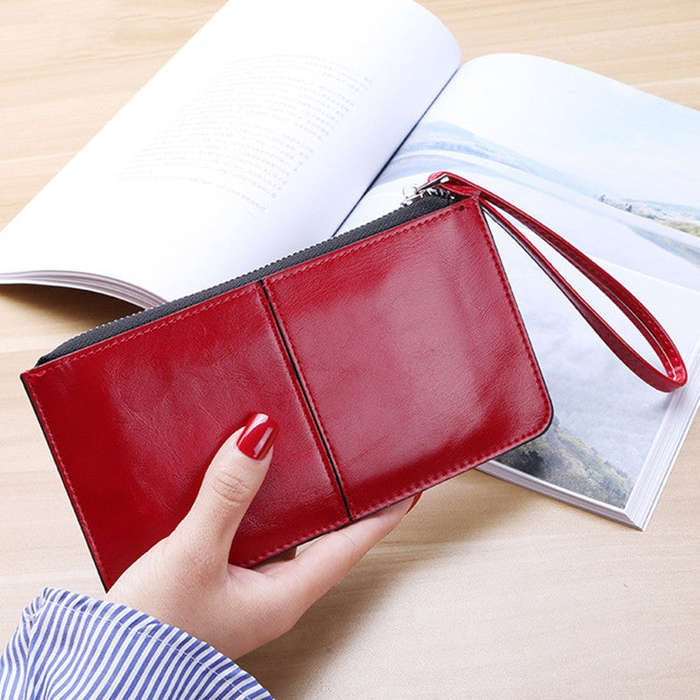 Women Zip Wallet Long Clutch Multi Card Holder Wallet Wrist Wallet