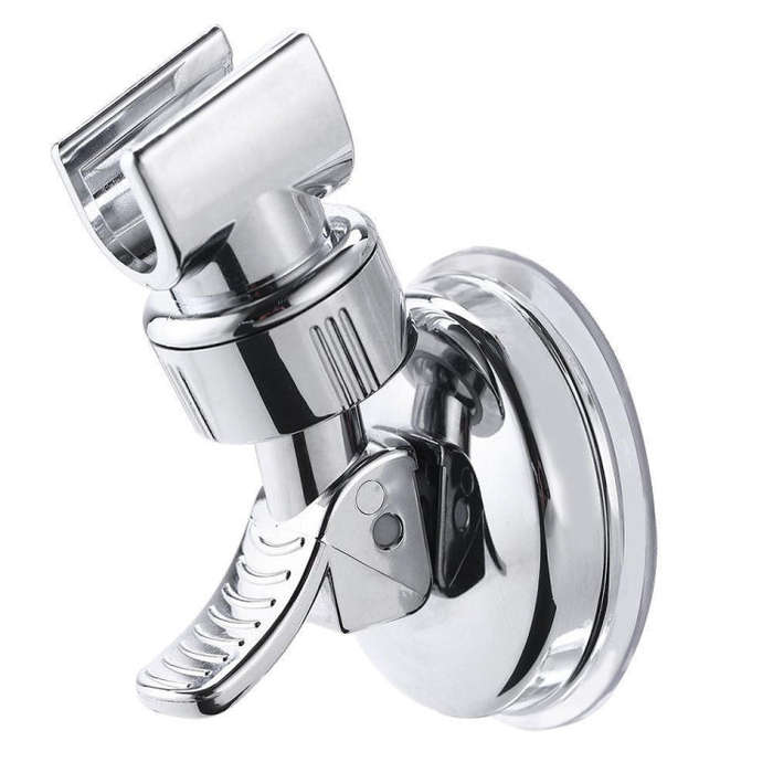 Shower Head Handset Holder Chrome Bathroom Wall Mount Adjustable Suction Bracket, Fully Plated