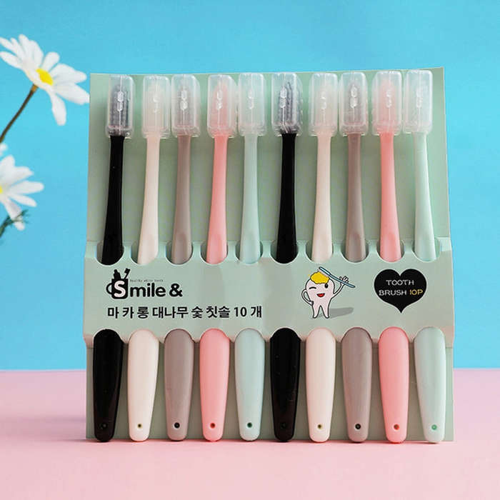10 in 1 Household Macaron Bamboo Charcoal Adult Ice Cream Soft Hair Toothbrush