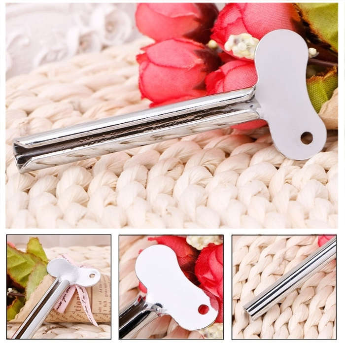 3 PCS Stainless Steel Squeezing Toothpaste Device Hair Key Squeegee Dyeing Tool Semicircular Meta...