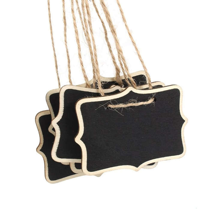 12 PCS Mini Blackboard Wood Message Board Chalkboard with String Wedding Home Party Decor, Wooden...