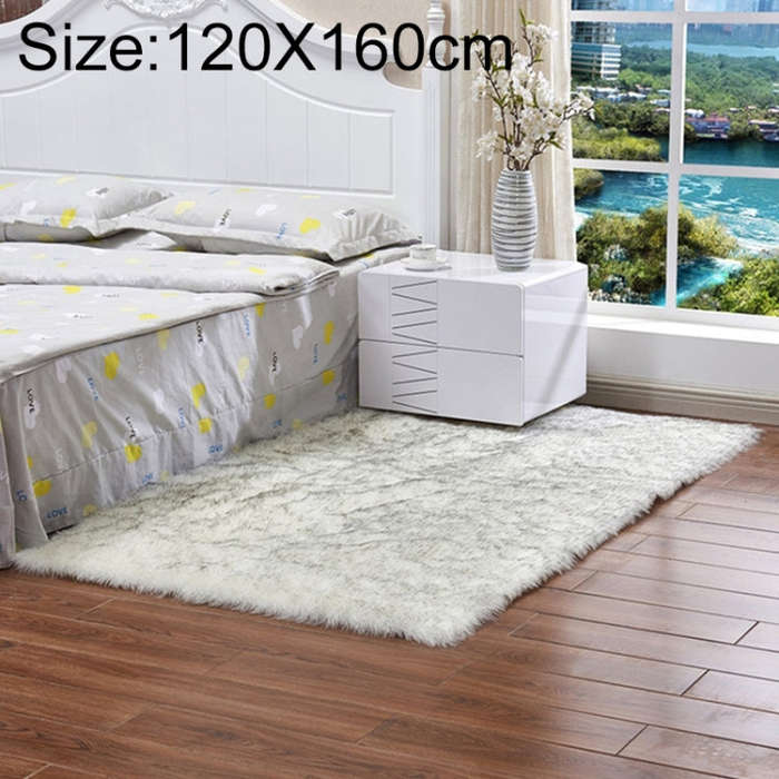 Luxury Rectangle Square Soft Artificial Wool Sheepskin Fluffy Rug Fur Carpet, 120x160cm