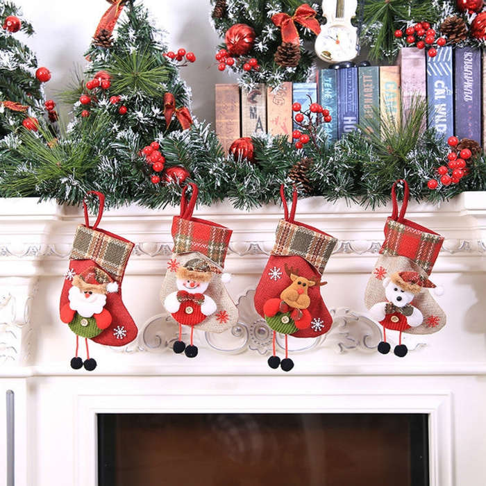 Mini Christmas Stockings Gift Bags Christmas Decorations for Home Festival Party