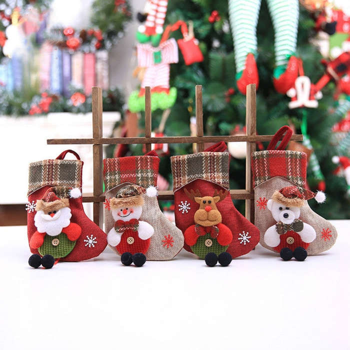 Mini Christmas Stockings Gift Bags Christmas Decorations for Home Festival Party