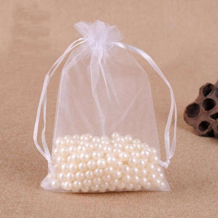 100 PCS Gift Bags Jewelry Organza Bag Wedding Birthday Party Drawable Pouches, 7X9cm