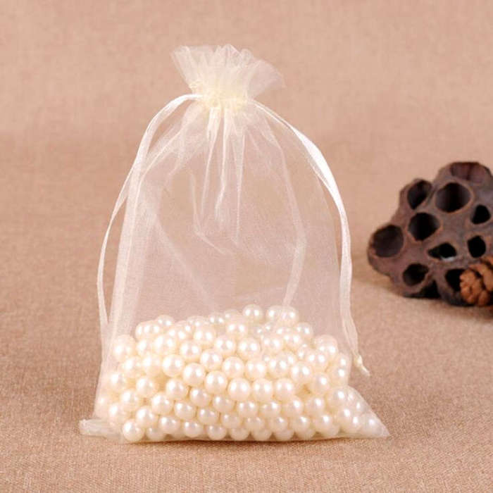 100 PCS Gift Bags Jewelry Organza Bag Wedding Birthday Party Drawable Pouches, 16X22cm, 9X12cm