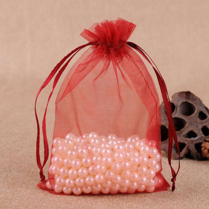 100 PCS Gift Bags Jewelry Organza Bag Wedding Birthday Party Drawable Pouches, 16X22cm, 9X12cm