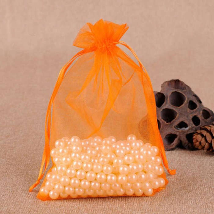 100 PCS Gift Bags Jewelry Organza Bag Wedding Birthday Party Drawable Pouches, 16X22cm, 9X12cm