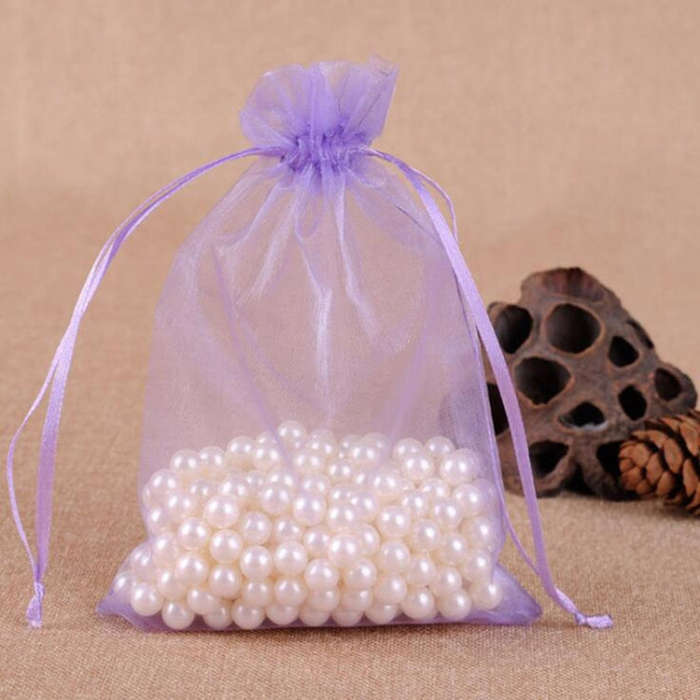 100 PCS Gift Bags Jewelry Organza Bag Wedding Birthday Party Drawable Pouches, 16X22cm, 9X12cm