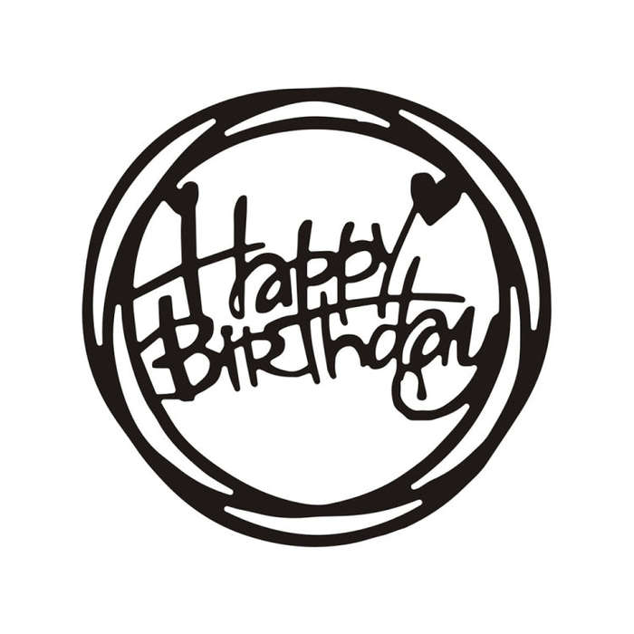 Round Happy Birthday Knife Die DIY Clip Book Album Greeting Card Making Stencil, Round Happy Birt...