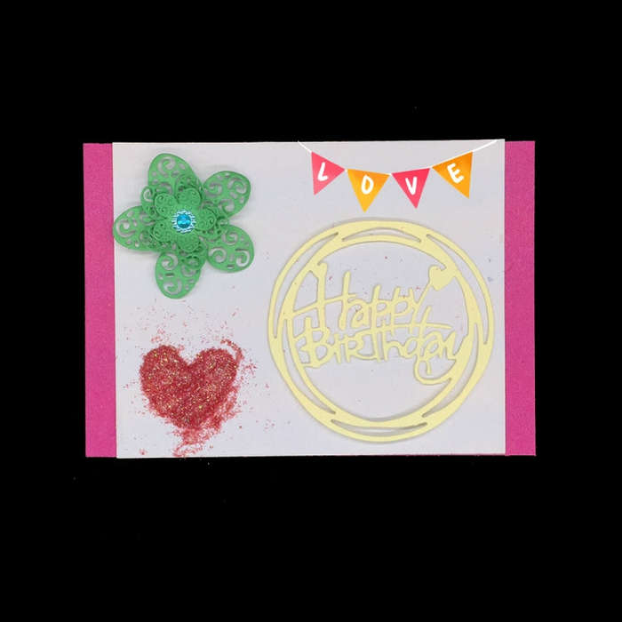 Round Happy Birthday Knife Die DIY Clip Book Album Greeting Card Making Stencil, Round Happy Birt...