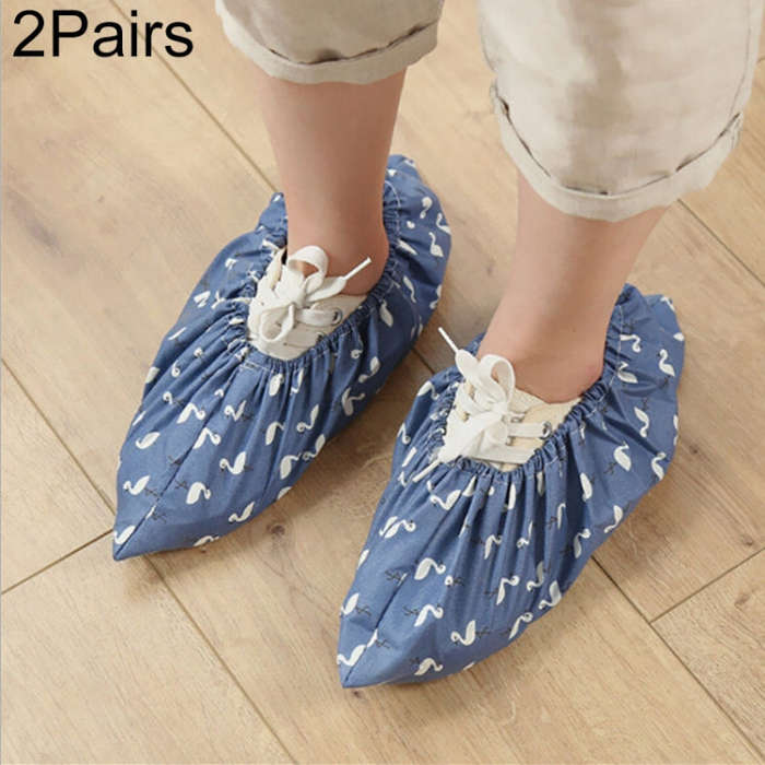 2 Pair Thicken Reusable Elastic Shoe Cover Home Indoor Antiskid Overshoes Flamingo Dust Waterproo...