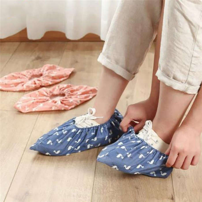 2 Pair Thicken Reusable Elastic Shoe Cover Home Indoor Antiskid Overshoes Flamingo Dust Waterproo...