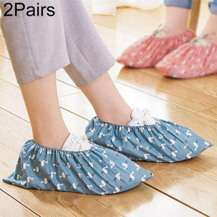 2 Pair Thicken Reusable Elastic Shoe Cover Home Indoor Antiskid Overshoes Flamingo Dust Waterproo...