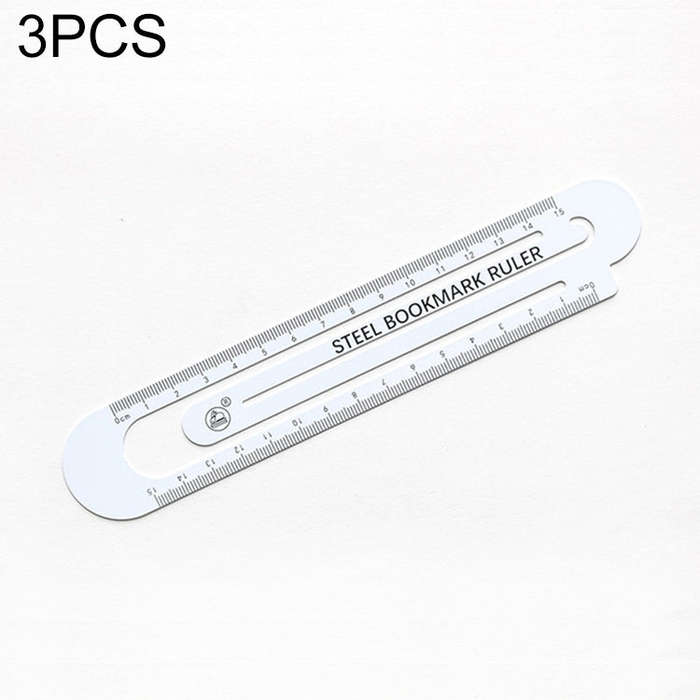3 PCS Metal Steel Ruler Bookmark Drawing Supplies, 15CM Black, 15CM White, 12CM White, 12CM Black