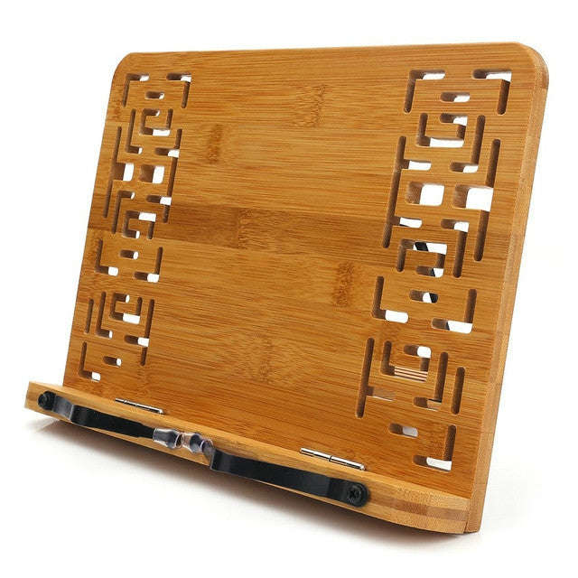 Wood Tablet Bookends Bracket Cookbook Textbooks Document Bamboo Foldable Reading Rest Book Stand,...