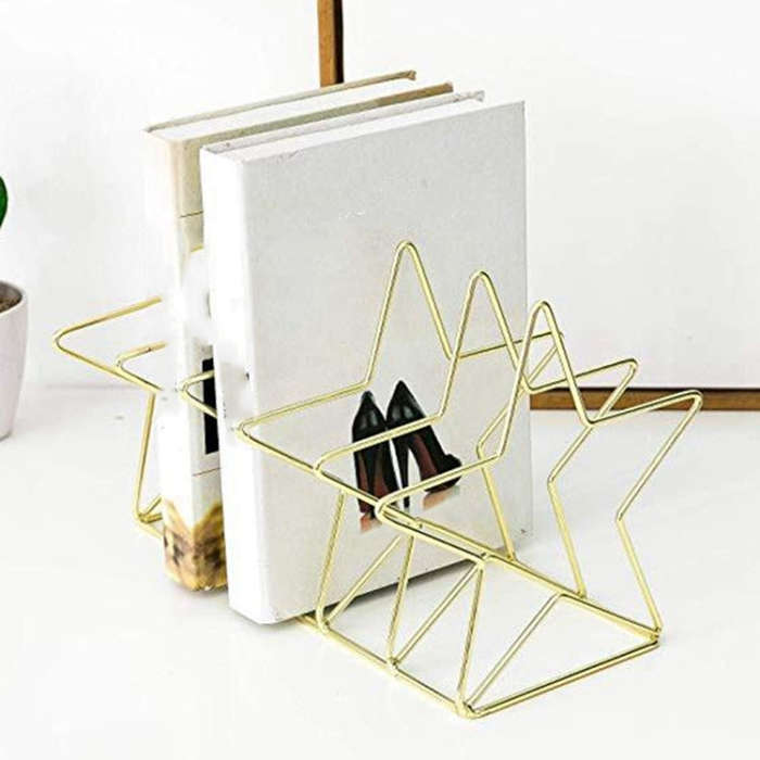 Gold S Shape Electroplated Bookend Desk Organizer Desktop Office Home Bookends Book Holder Book S...
