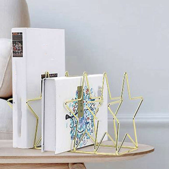 Gold S Shape Electroplated Bookend Desk Organizer Desktop Office Home Bookends Book Holder Book S...