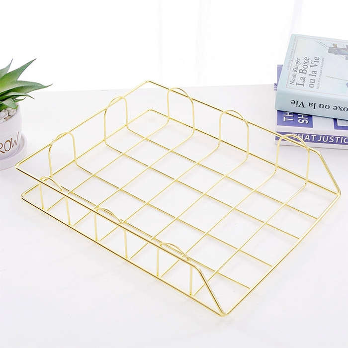Folding Wrought Iron Letter Magazine Newspaper Holder Storage Rack File Tray Office Desk Organize...