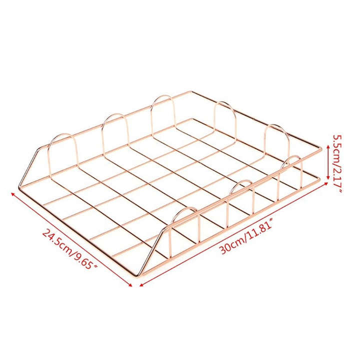 Folding Wrought Iron Letter Magazine Newspaper Holder Storage Rack File Tray Office Desk Organize...
