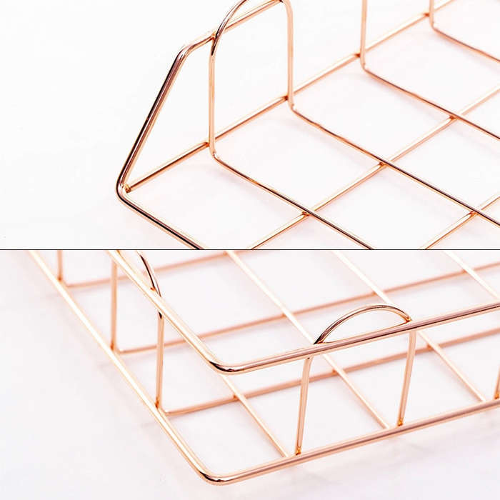 Folding Wrought Iron Letter Magazine Newspaper Holder Storage Rack File Tray Office Desk Organize...