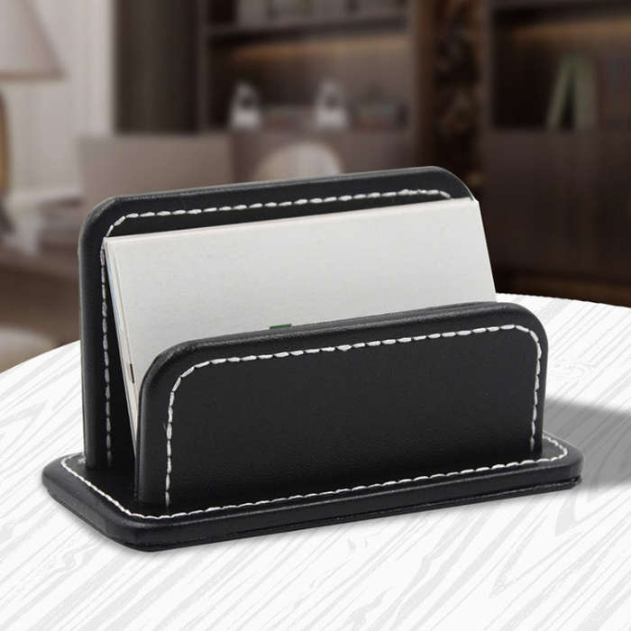 2 Blocks Office Stationery Leather Name Card Holder Stationery Bussiness  Office Home Card Holder...