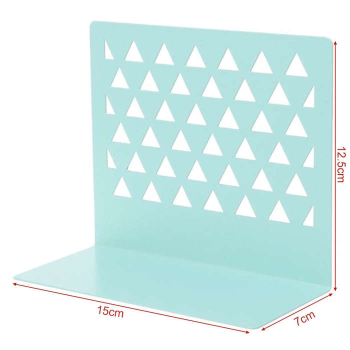 Metal Triangular Hollow Desktop Organizer Bookends Support Stand Holder Shelf Bookrack Home Offic...