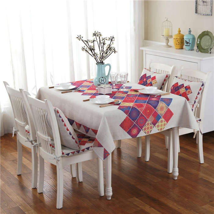 Retro Pattern Linen Table Cloth For Dinner Home Decor Dustproof Table Cover, 140x140cm, 140x200cm