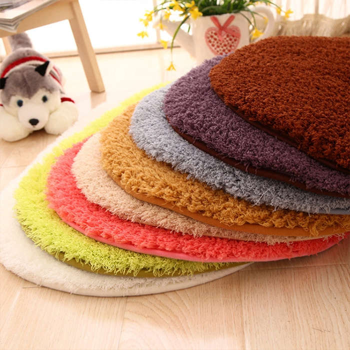 Faux Fur Rug Anti-slip Solid Bath Carpet Kids Room Door Mats Oval  Bedroom Living Room Rugs, 80x1...