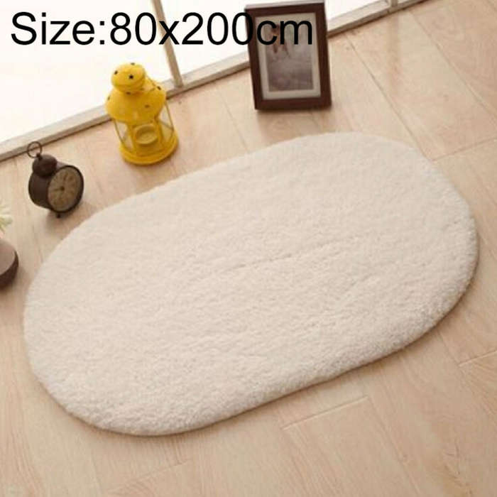 Faux Fur Rug Anti-slip Solid Bath Carpet Kids Room Door Mats Oval  Bedroom Living Room Rugs, 80x1...
