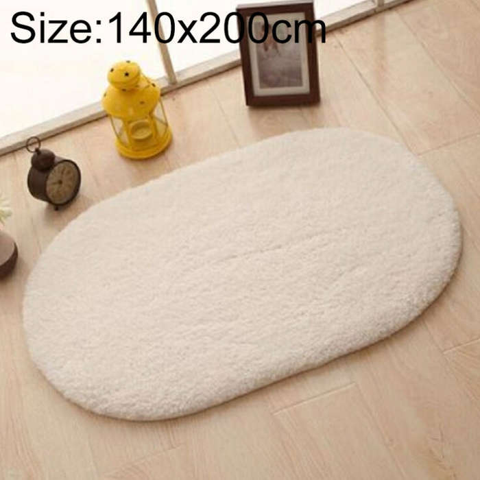 Faux Fur Rug Anti-slip Solid Bath Carpet Kids Room Door Mats Oval  Bedroom Living Room Rugs, 80x1...