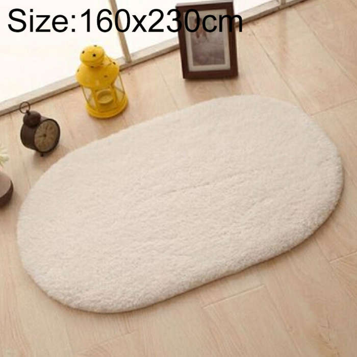 Faux Fur Rug Anti-slip Solid Bath Carpet Kids Room Door Mats Oval  Bedroom Living Room Rugs, 80x1...