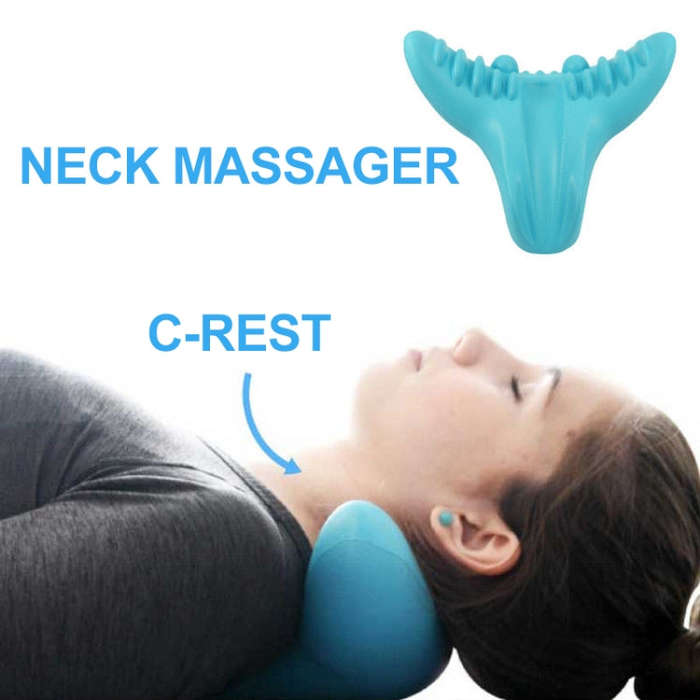 Acupressure Massage Pillow C-Rest Neck Cervical Shoulder Muscle Relaxer High Density Memory Foam ...